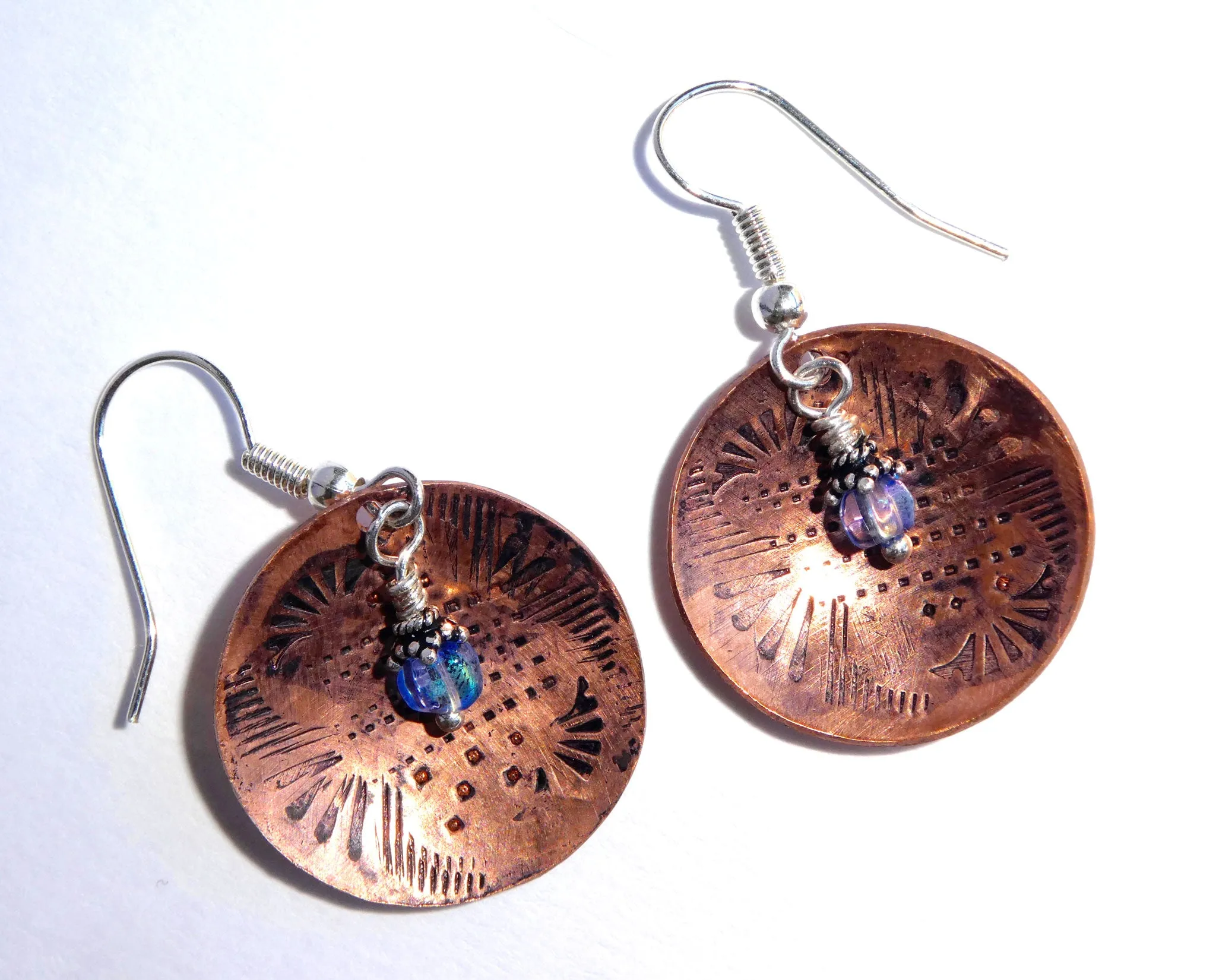 Boho Copper Hand Stamped Earrings