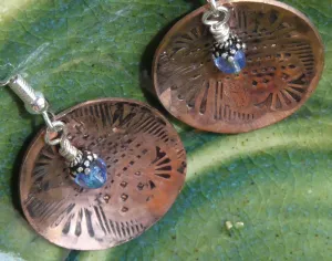 Boho Copper Hand Stamped Earrings