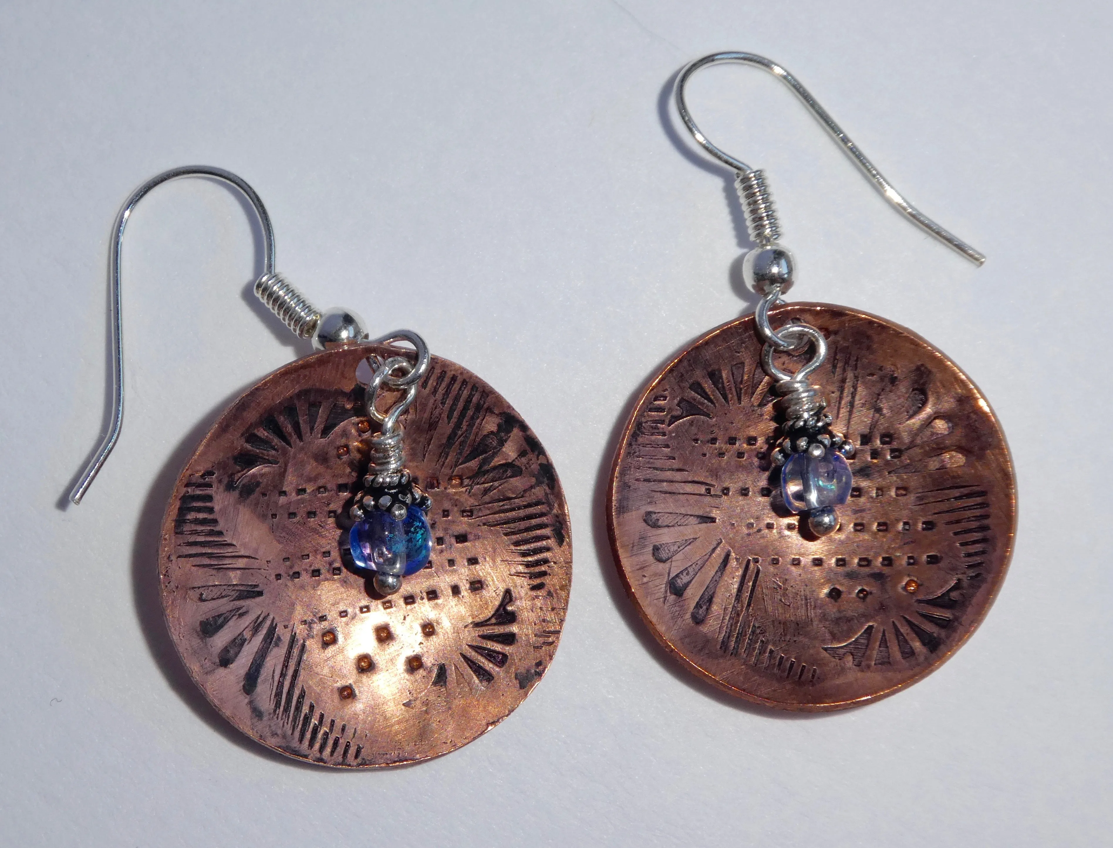 Boho Copper Hand Stamped Earrings