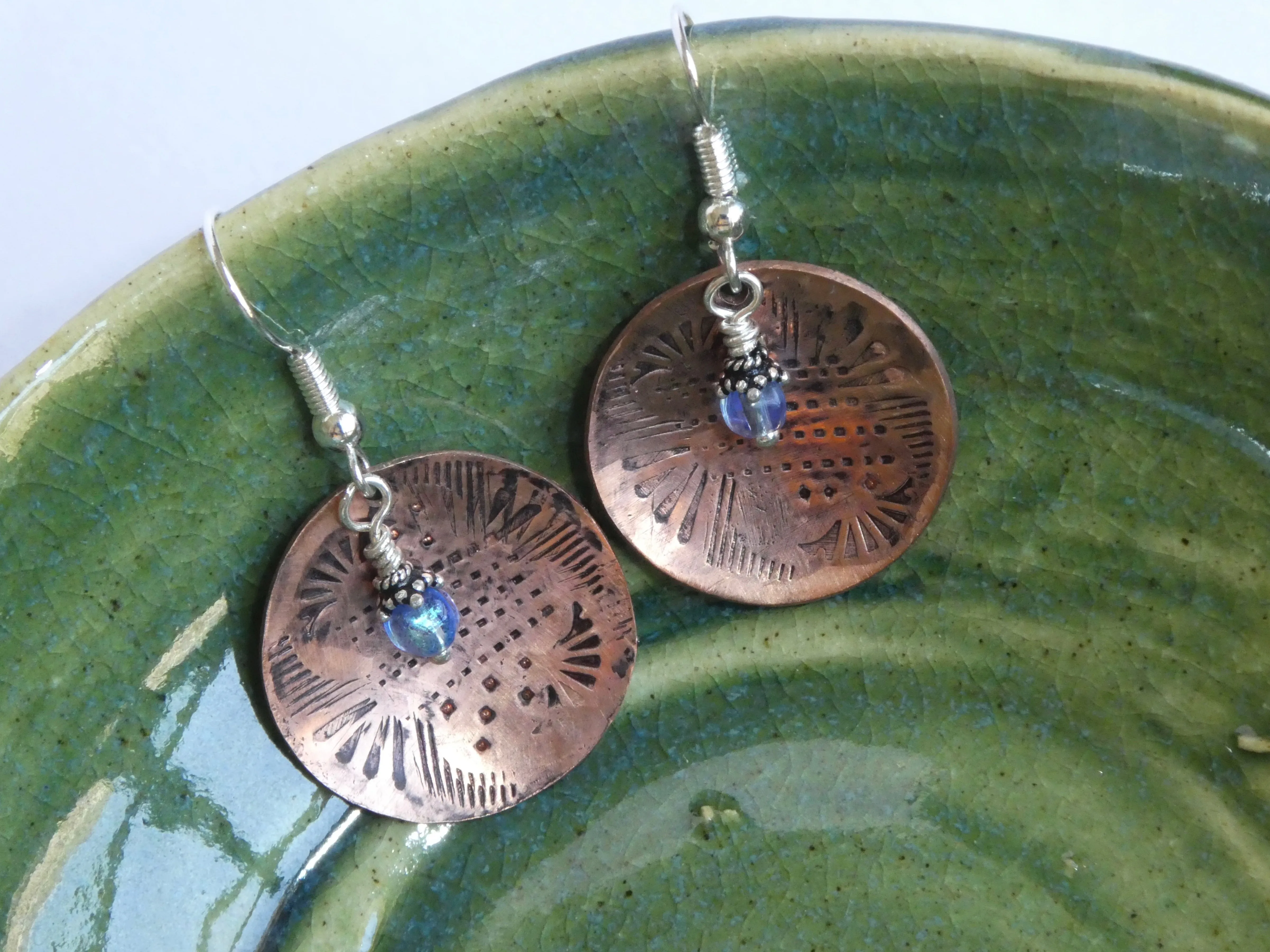 Boho Copper Hand Stamped Earrings