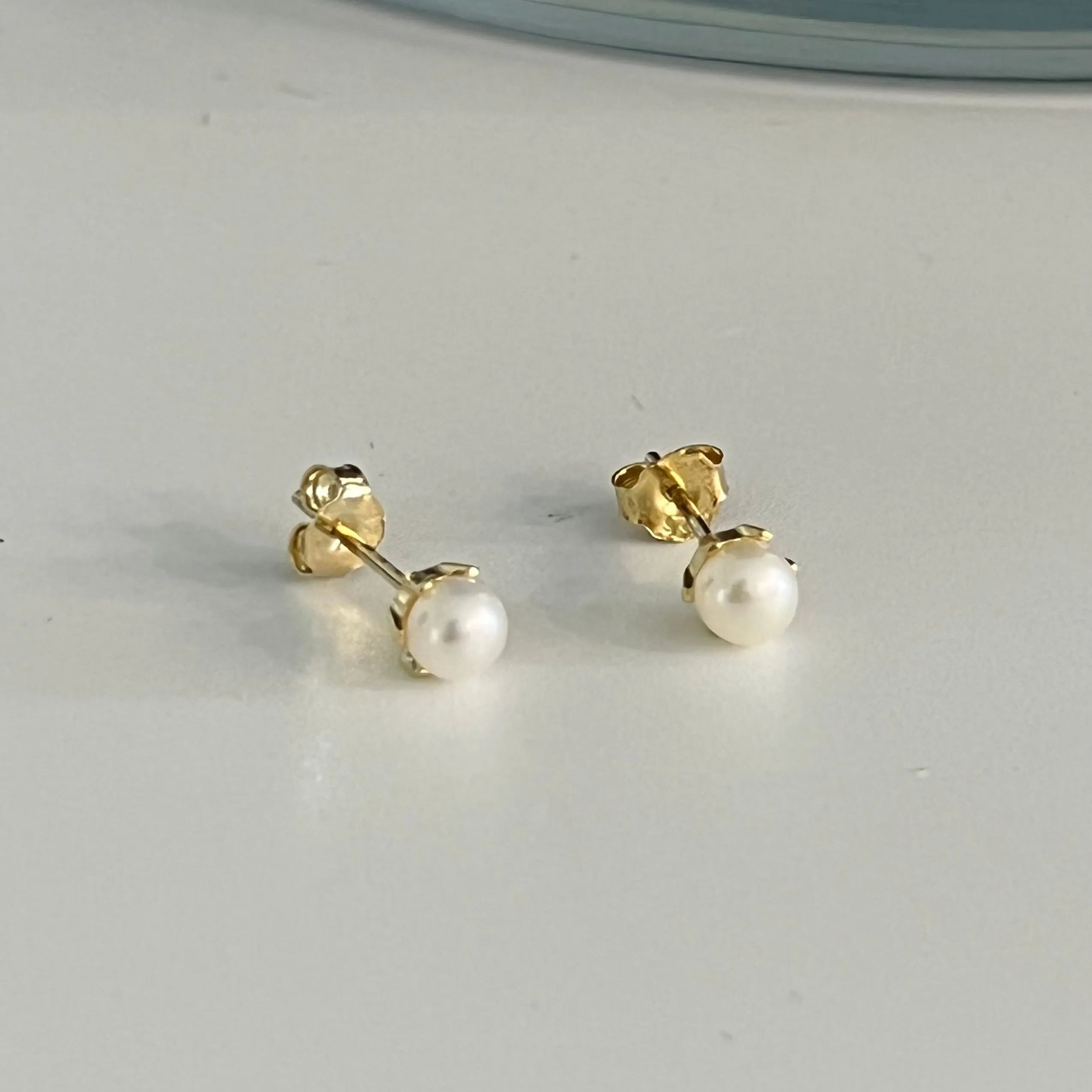 Bridesmaid Mini Pearl Stud Earrings - Gold
