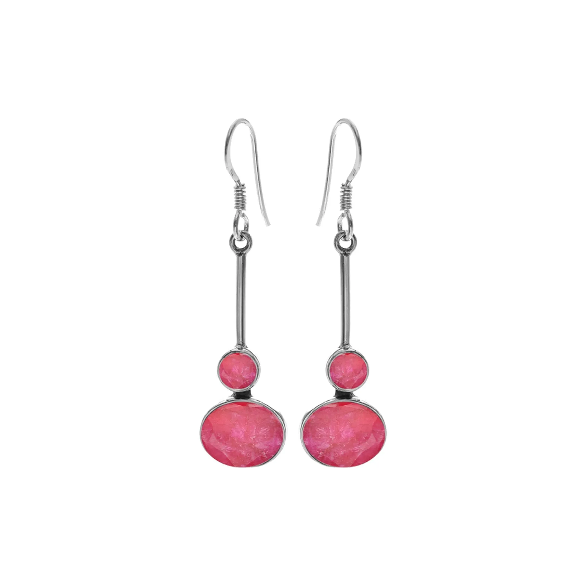 Bridget ruby quartz bar drop earrings