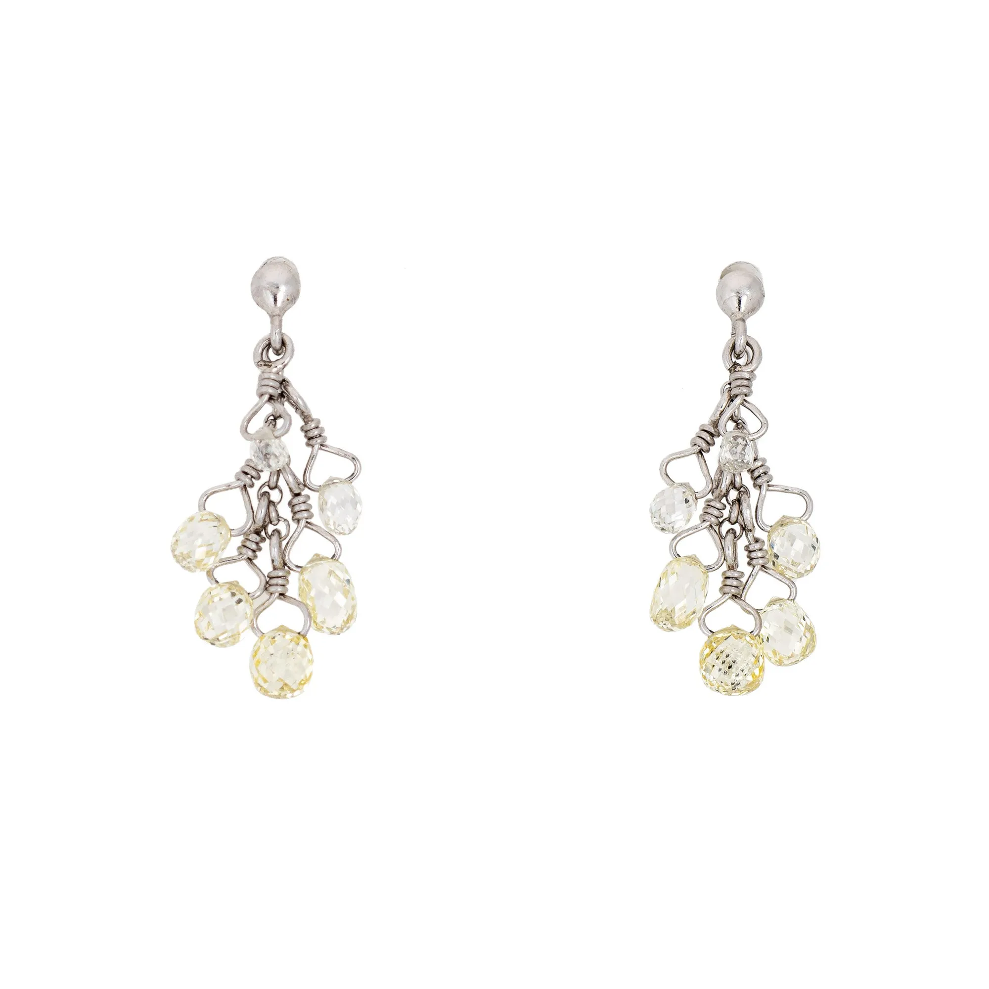 Briolette 0.60ct Diamond Fringe Earrings Estate Platinum Drops Fine Jewelry