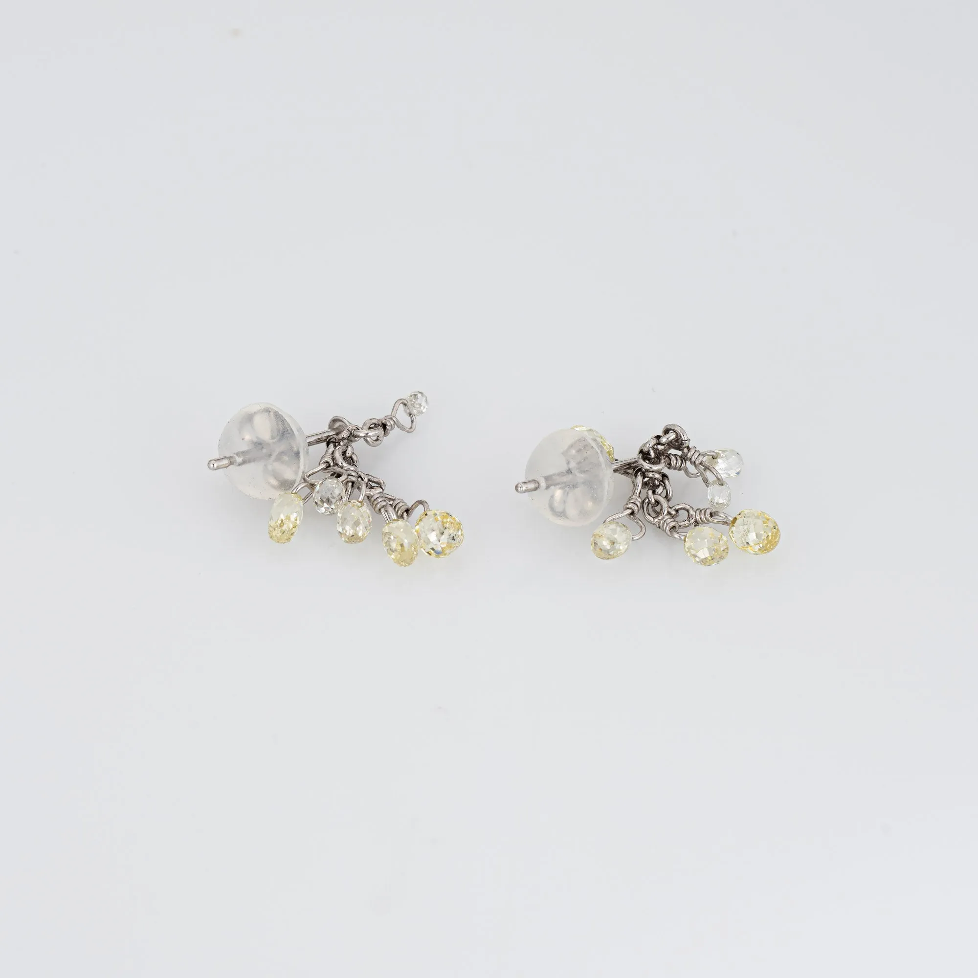 Briolette 0.60ct Diamond Fringe Earrings Estate Platinum Drops Fine Jewelry