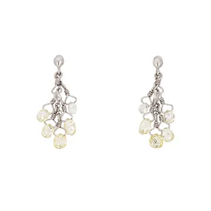 Briolette 0.60ct Diamond Fringe Earrings Estate Platinum Drops Fine Jewelry