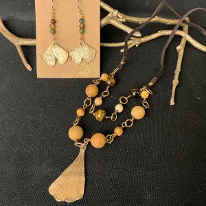 Bronze Ginko Leaf Necklace #181