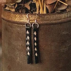 Buckstitch Earrings- 2.5” Black & Ivory