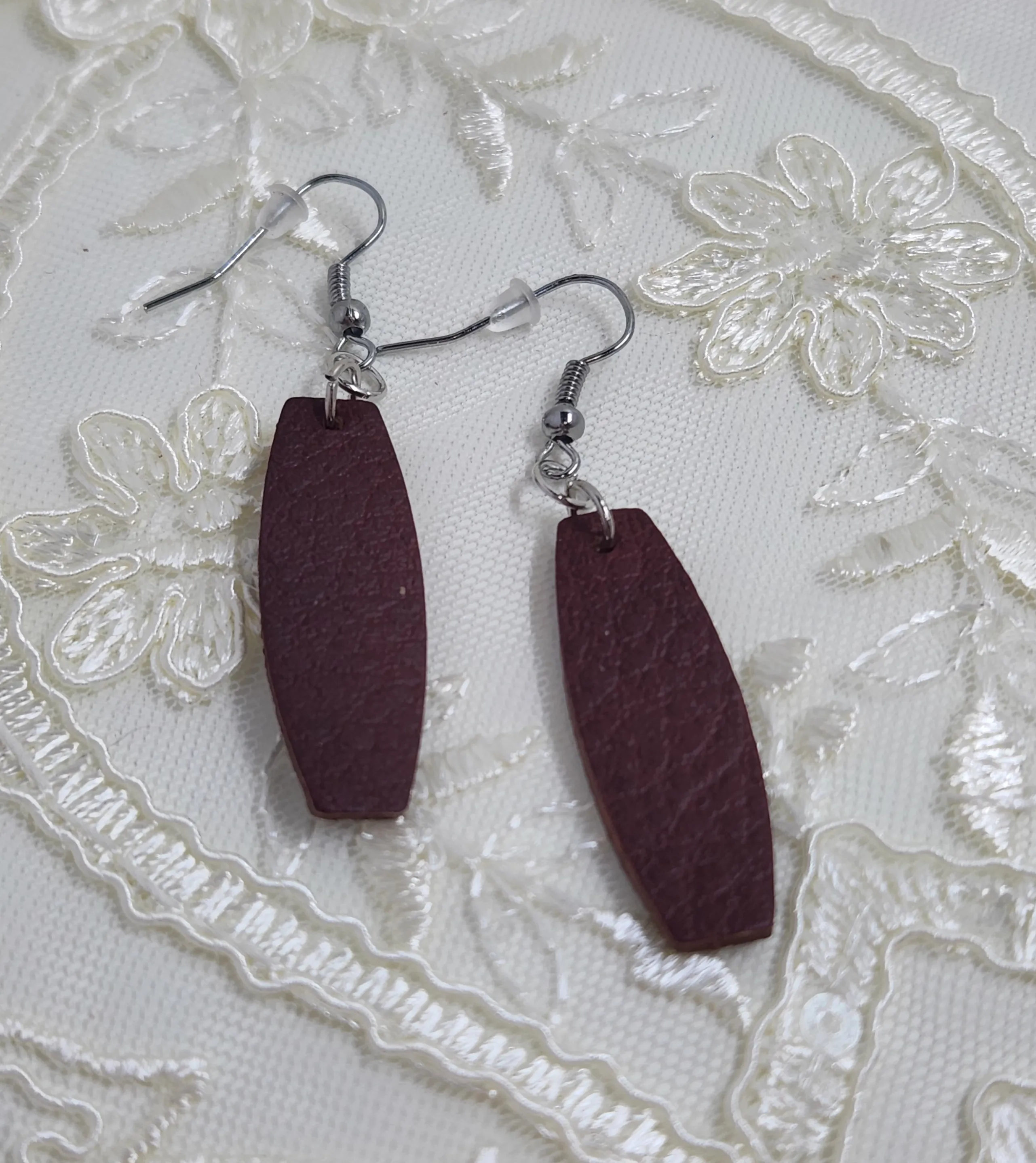 Burgundy Leather Rectangles