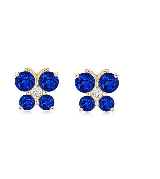 Butterfly Stud! 3 MM Round Blue Cz  925 Sterling Silver Wedding Earrings