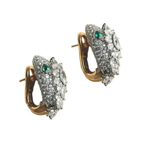 Bvlgari Serpenti Platinum 18K Yellow Gold Diamond Emerald Earrings