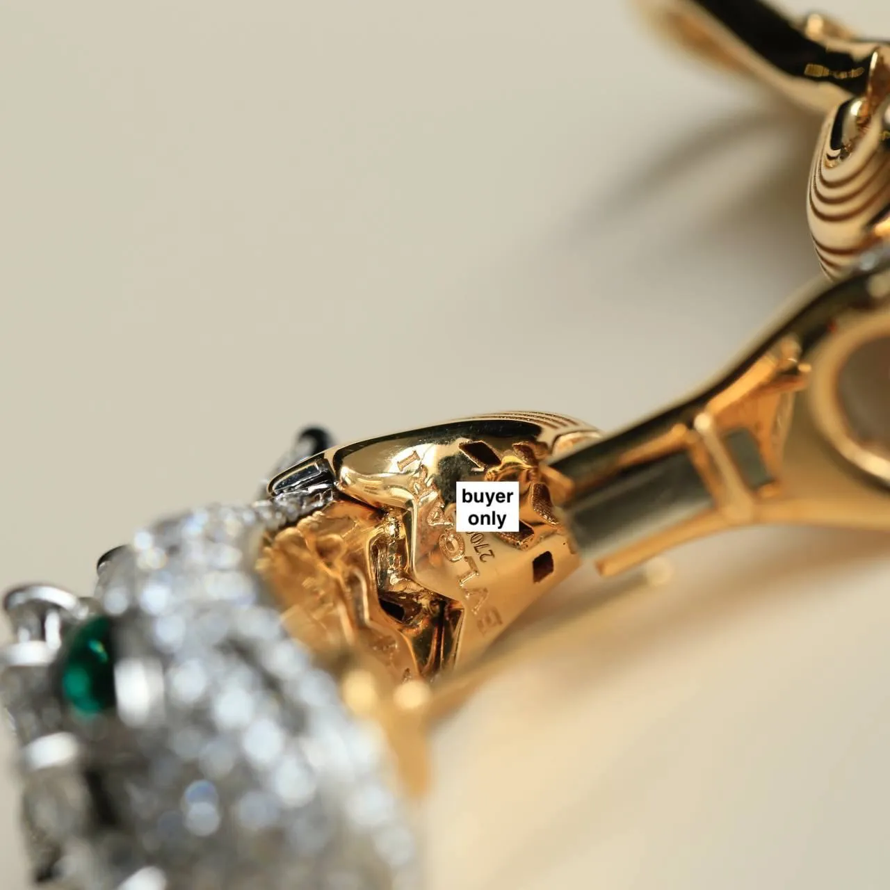 Bvlgari Serpenti Platinum 18K Yellow Gold Diamond Emerald Earrings