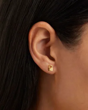 By Charlotte 18k Gold Vermeil Crystal Lotus Padlock Stud Earrings