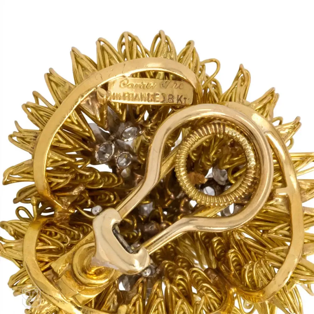 Cartier, France gold and diamond wirework earrings