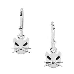 Cat Dangle Earrings For Women 925 Sterling Silver Animal Earrings Minimalist Cat Face Earrings
