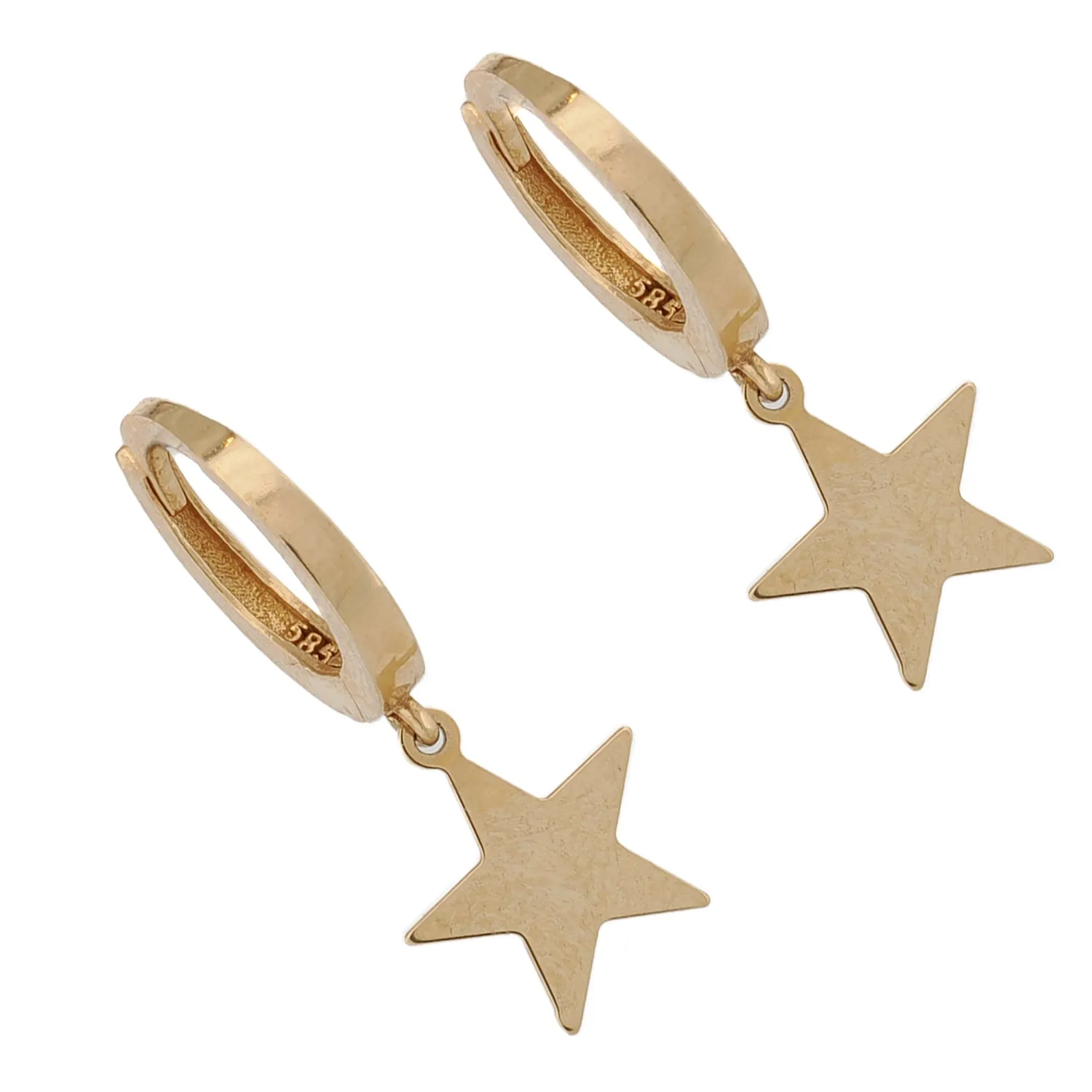 Celestial Grace Solid Gold Star Hoop Earrings