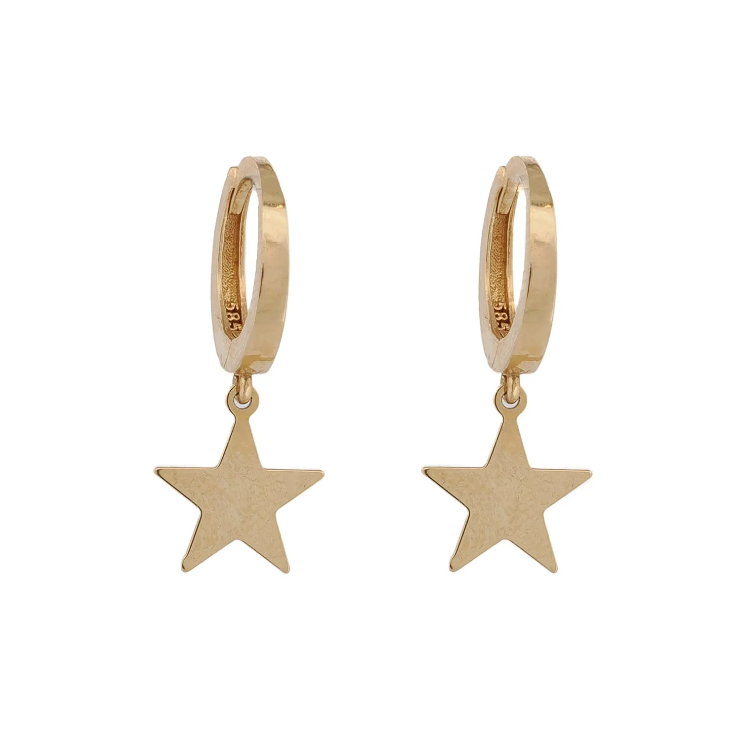 Celestial Grace Solid Gold Star Hoop Earrings