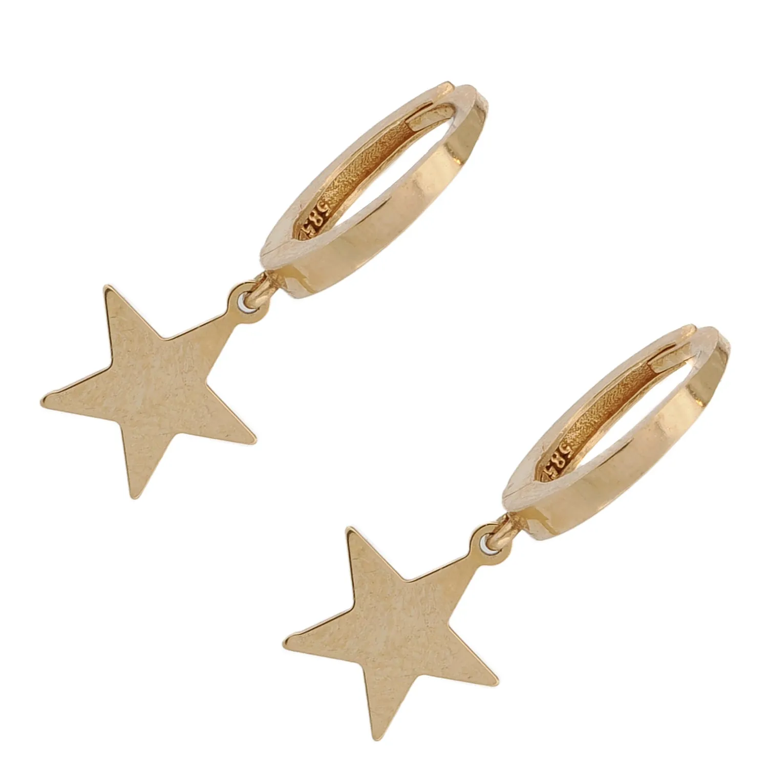 Celestial Grace Solid Gold Star Hoop Earrings