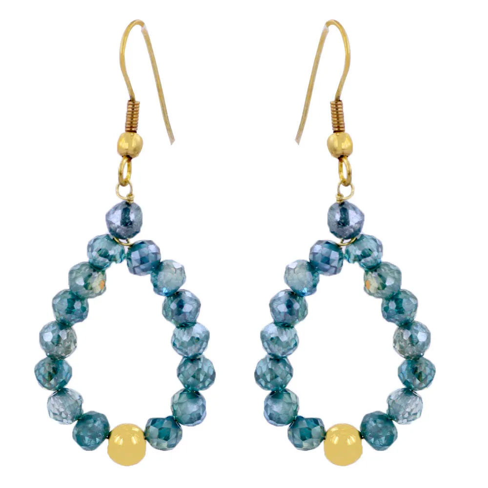 Certified 25 Cts Blue Diamonds Dangler Earrings in 925 Silver