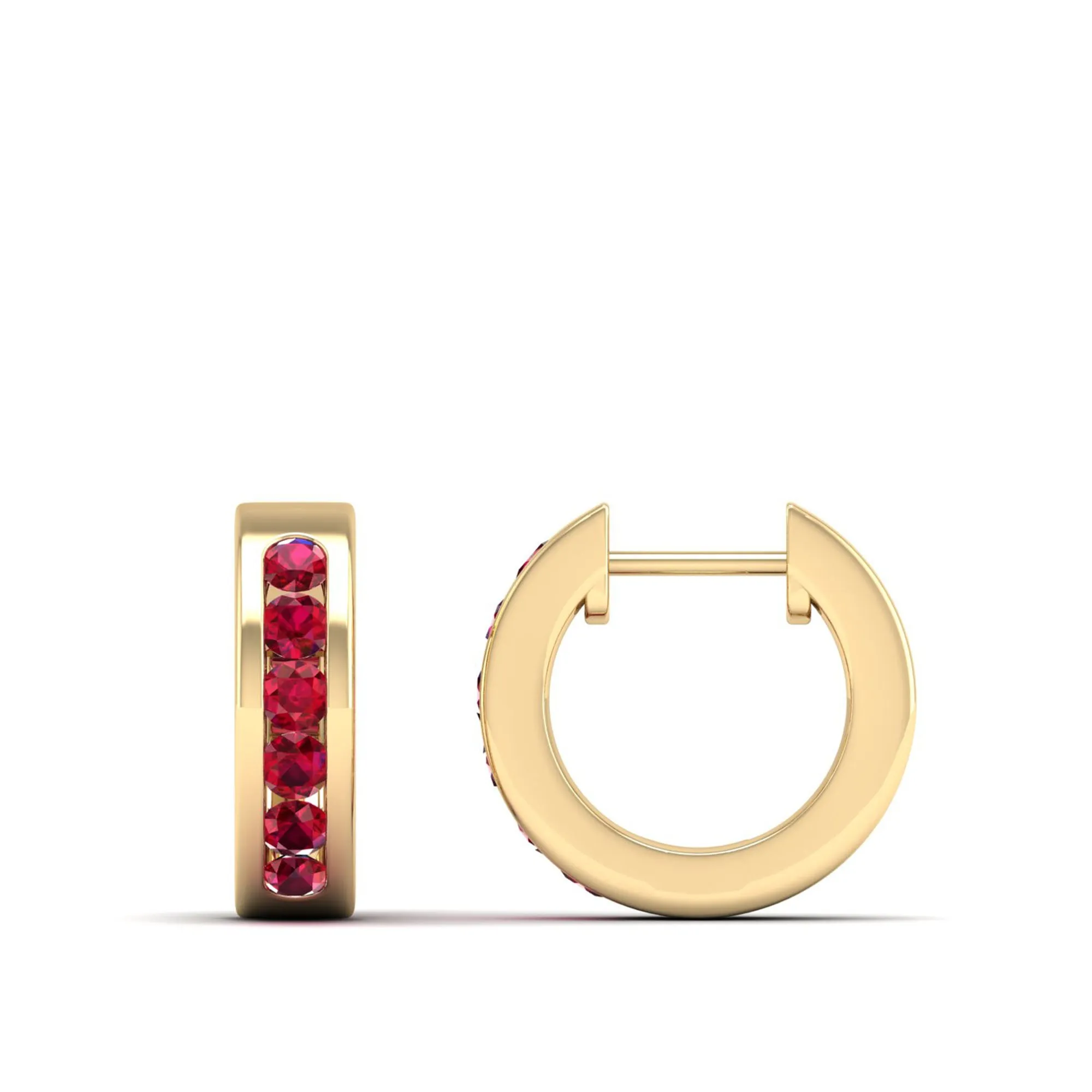 Channel Set Round Ruby Huggies
