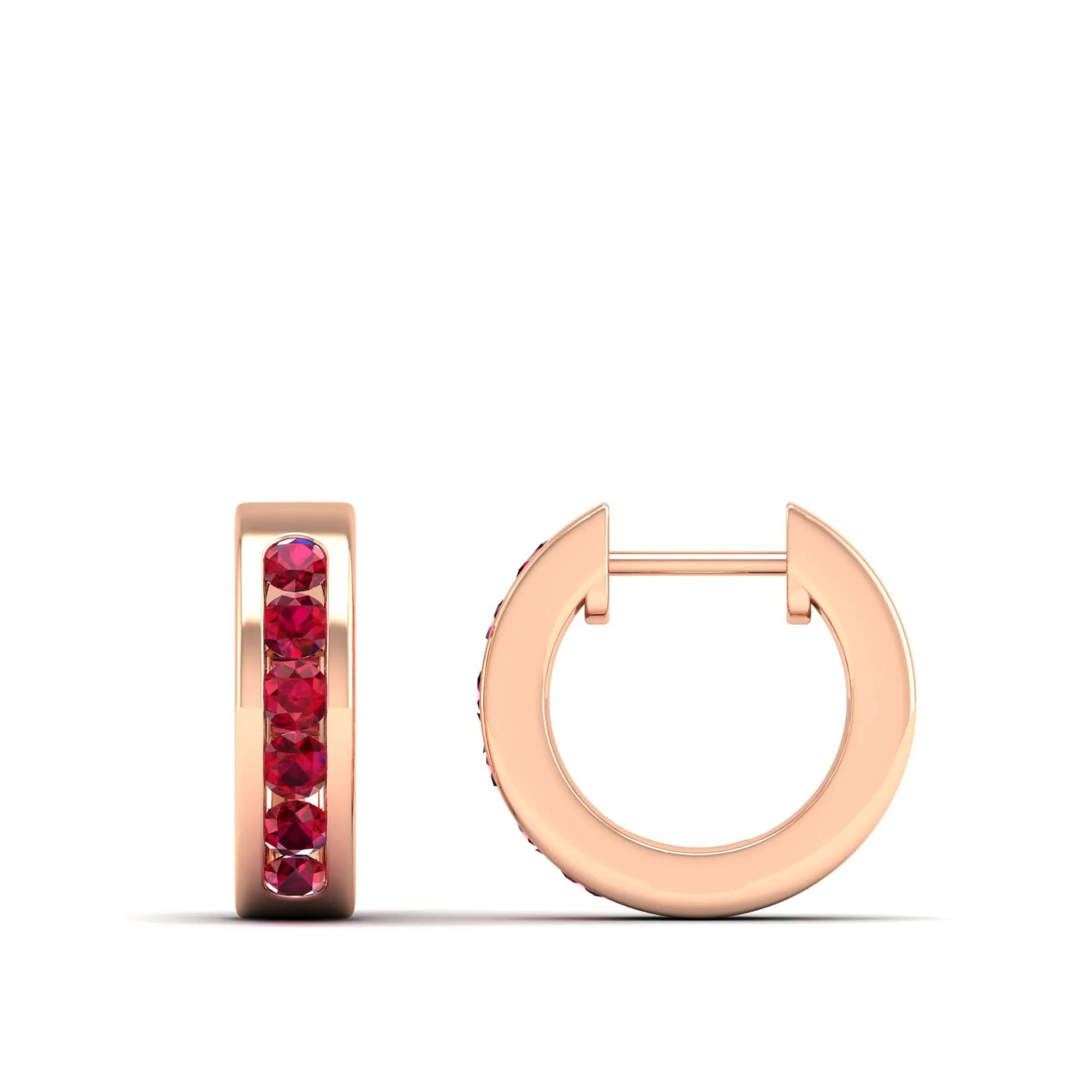 Channel Set Round Ruby Huggies