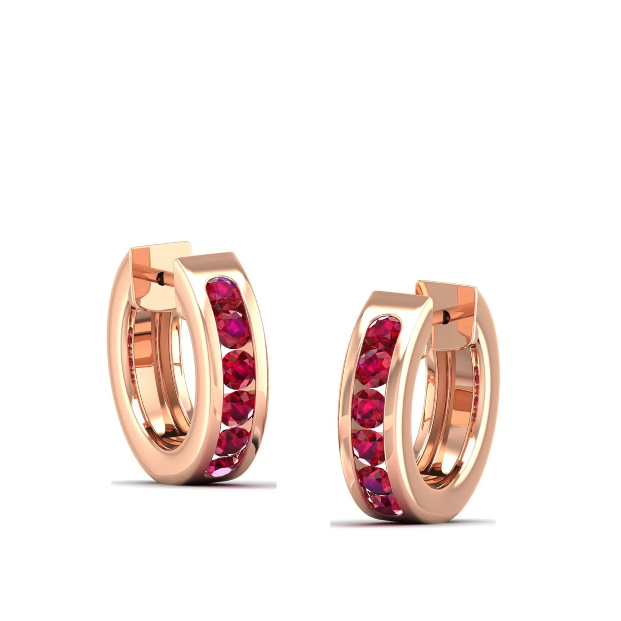 Channel Set Round Ruby Huggies