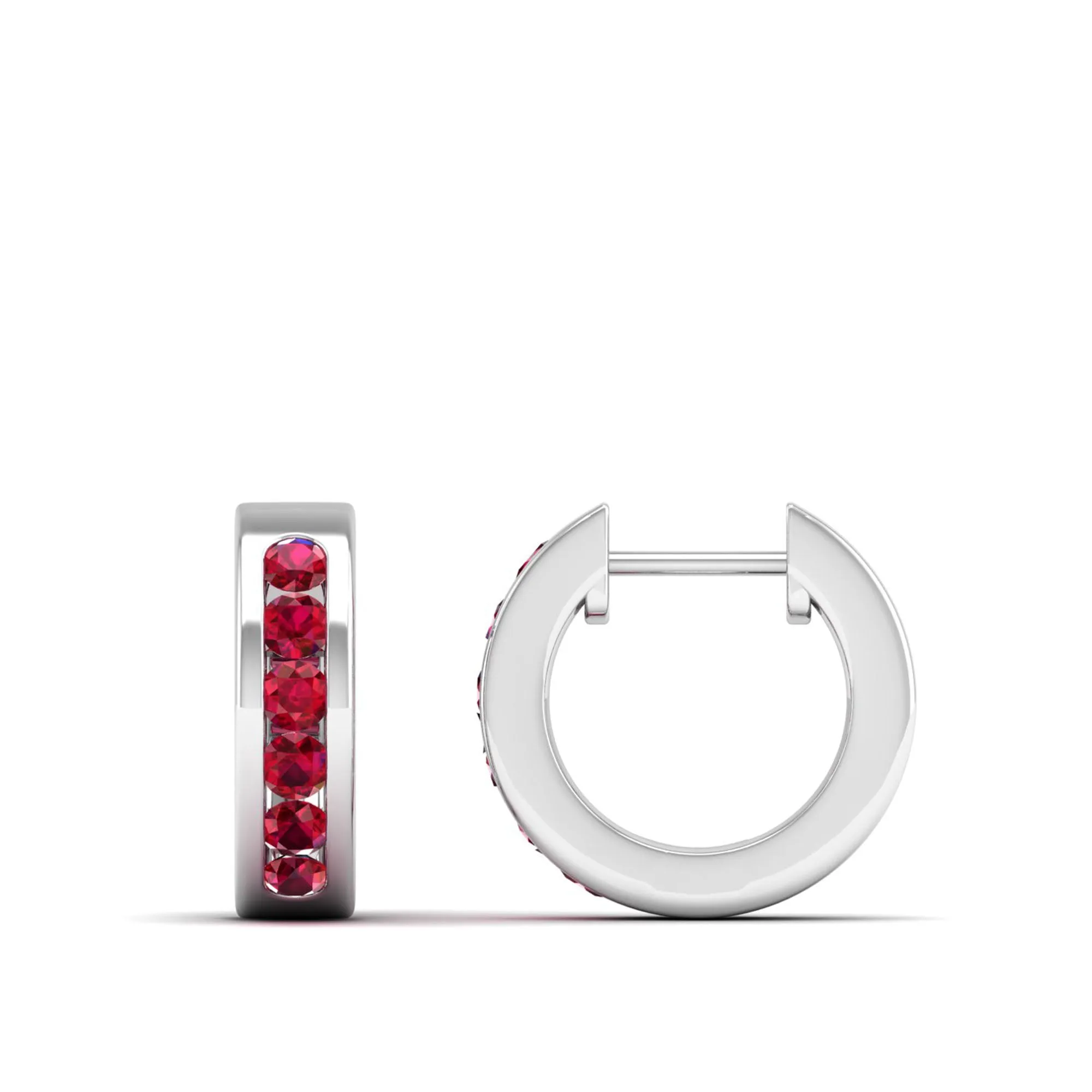 Channel Set Round Ruby Huggies