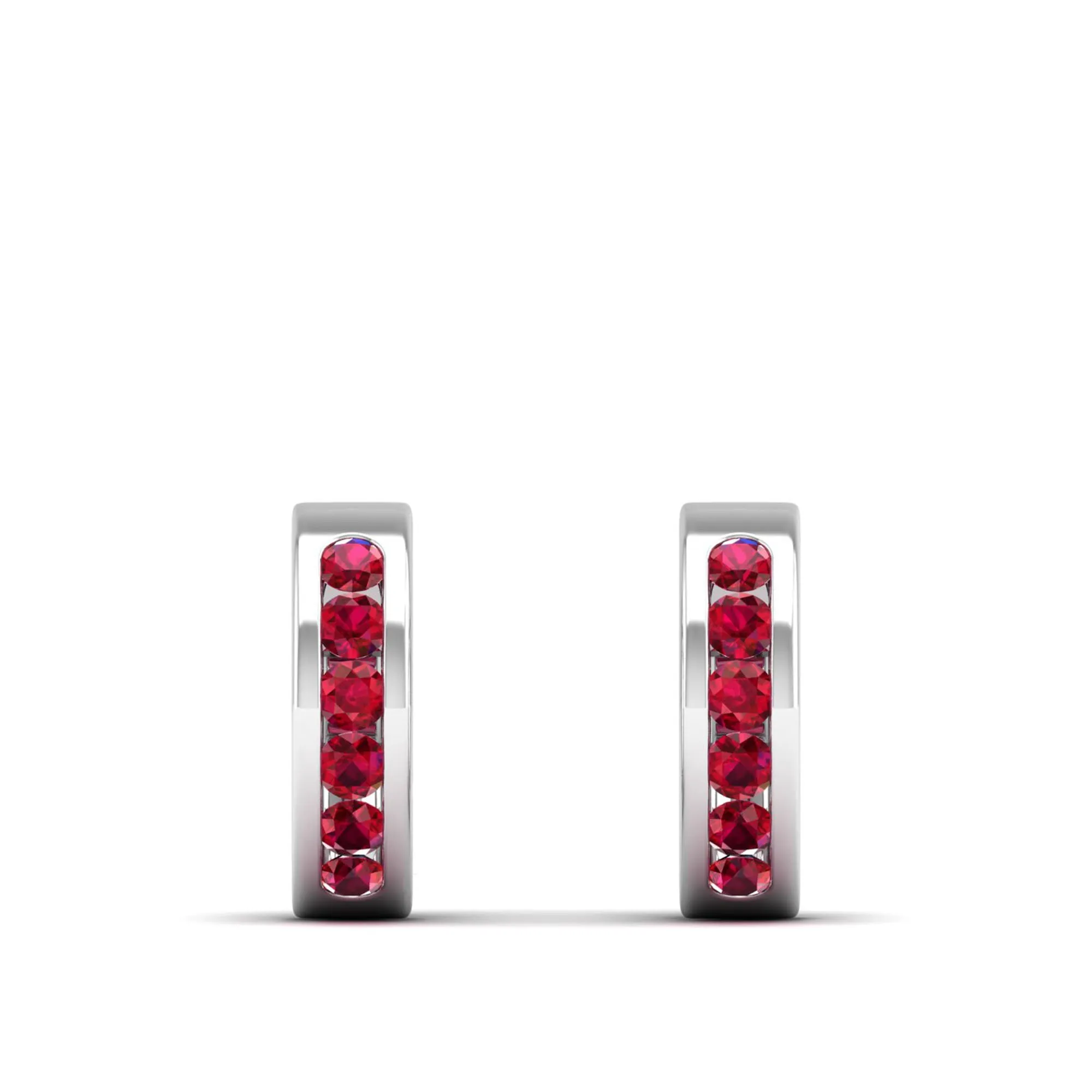 Channel Set Round Ruby Huggies
