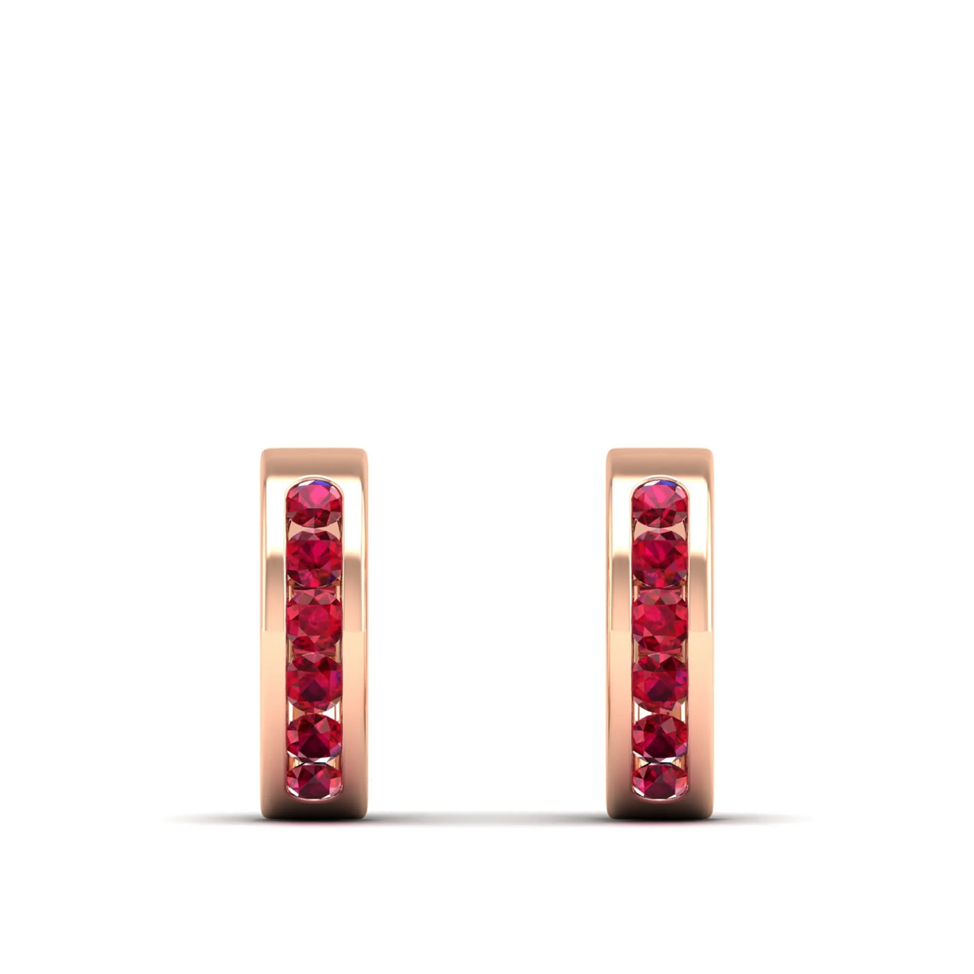 Channel Set Round Ruby Huggies