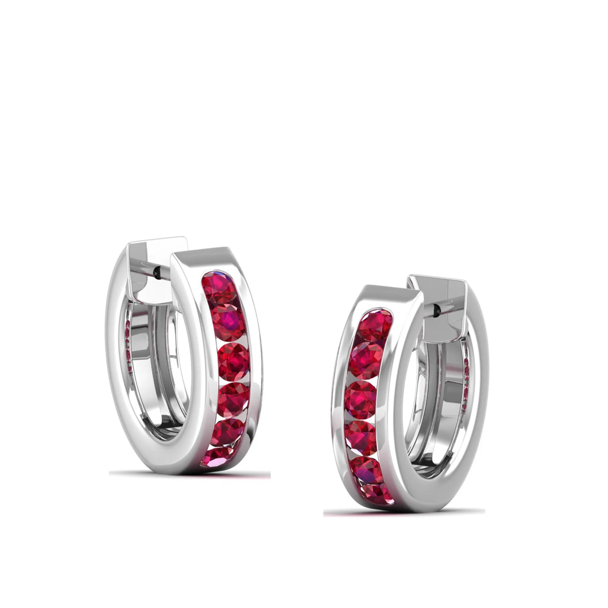 Channel Set Round Ruby Huggies