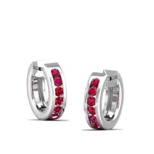 Channel Set Round Ruby Huggies
