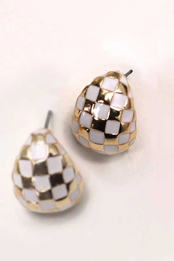 Checkered Half Moon Earrings