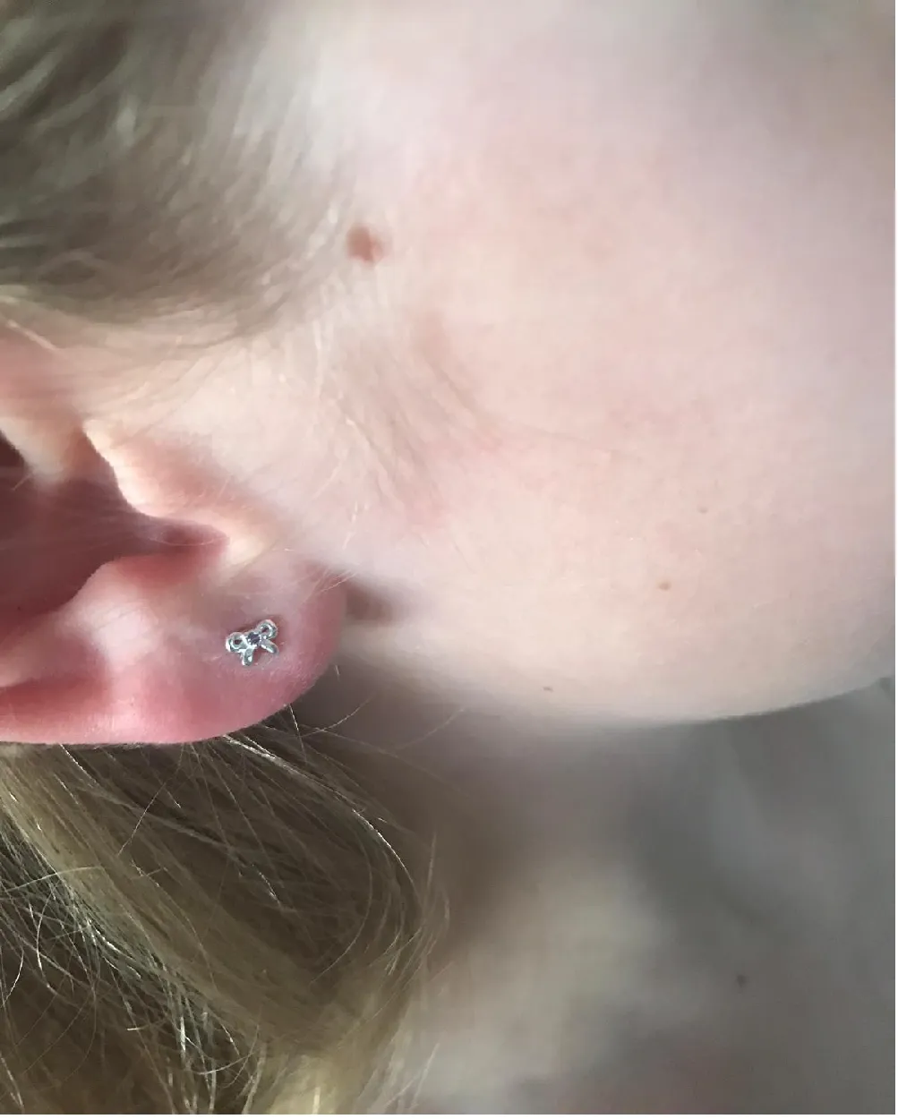 Children's Sterling Silver 'March Birthstone' Bow Stud Earrings