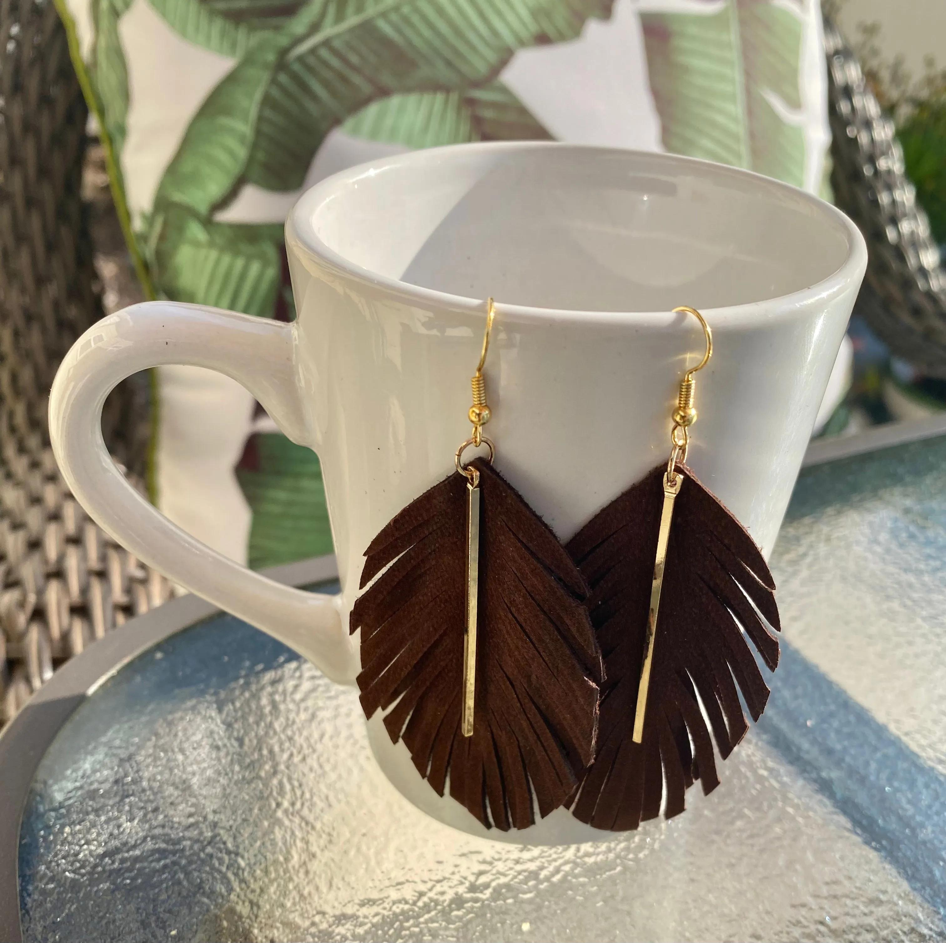 Chocolate Brown Suede Leather Fringes