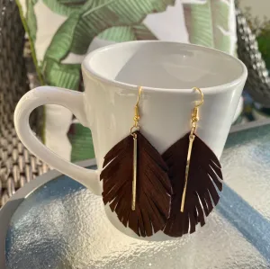 Chocolate Brown Suede Leather Fringes