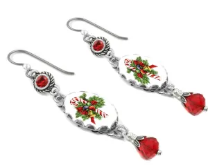 Christmas Earrings with Candy Cane Charms
