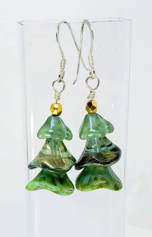 Christmas Tree Earrings made with Brilliant Austrian Crystals AB & Sterling Silver