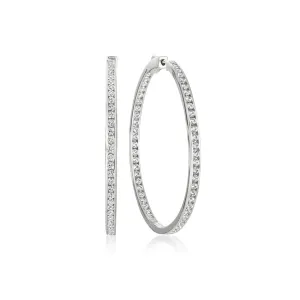 CLASSIC INSIDE OUT HOOP EARRINGS FINISHED IN PURE PLATINUM - 1.3" DIAMETER