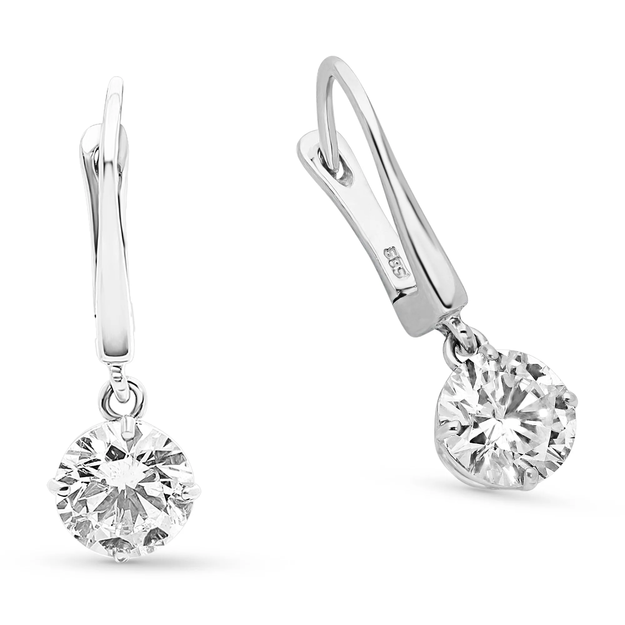 Classic Round Diamond Drop Earrings - 2 Carat