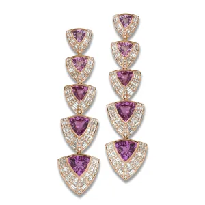 Classic Twist Trillion Pink Sapphire Diamond Earrings
