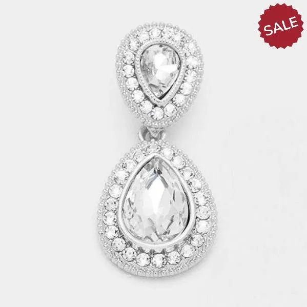 Clear Crystal Marquise Silver Dangle Earrings