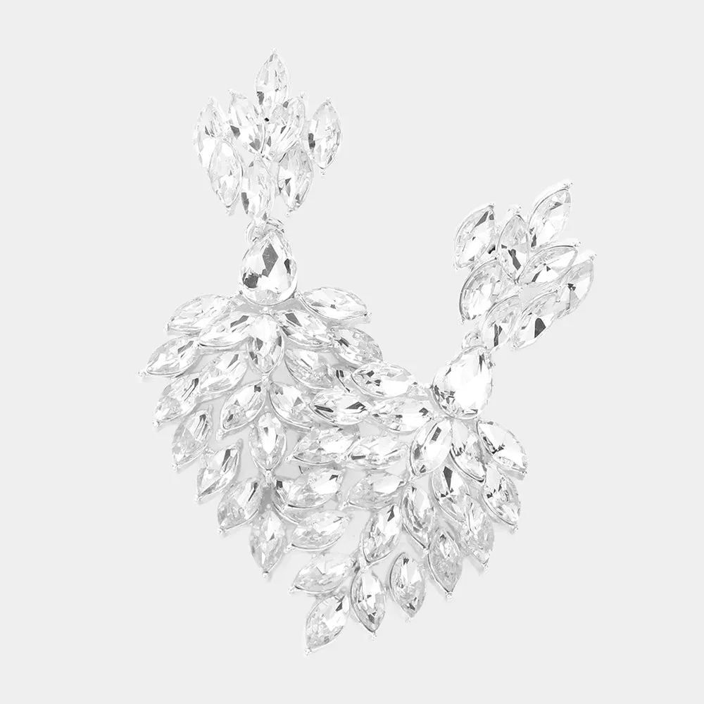 Clear Marquise Cluster Stone Chandelier Earrings | Pageant Earrings | Prom Earrings |  604682