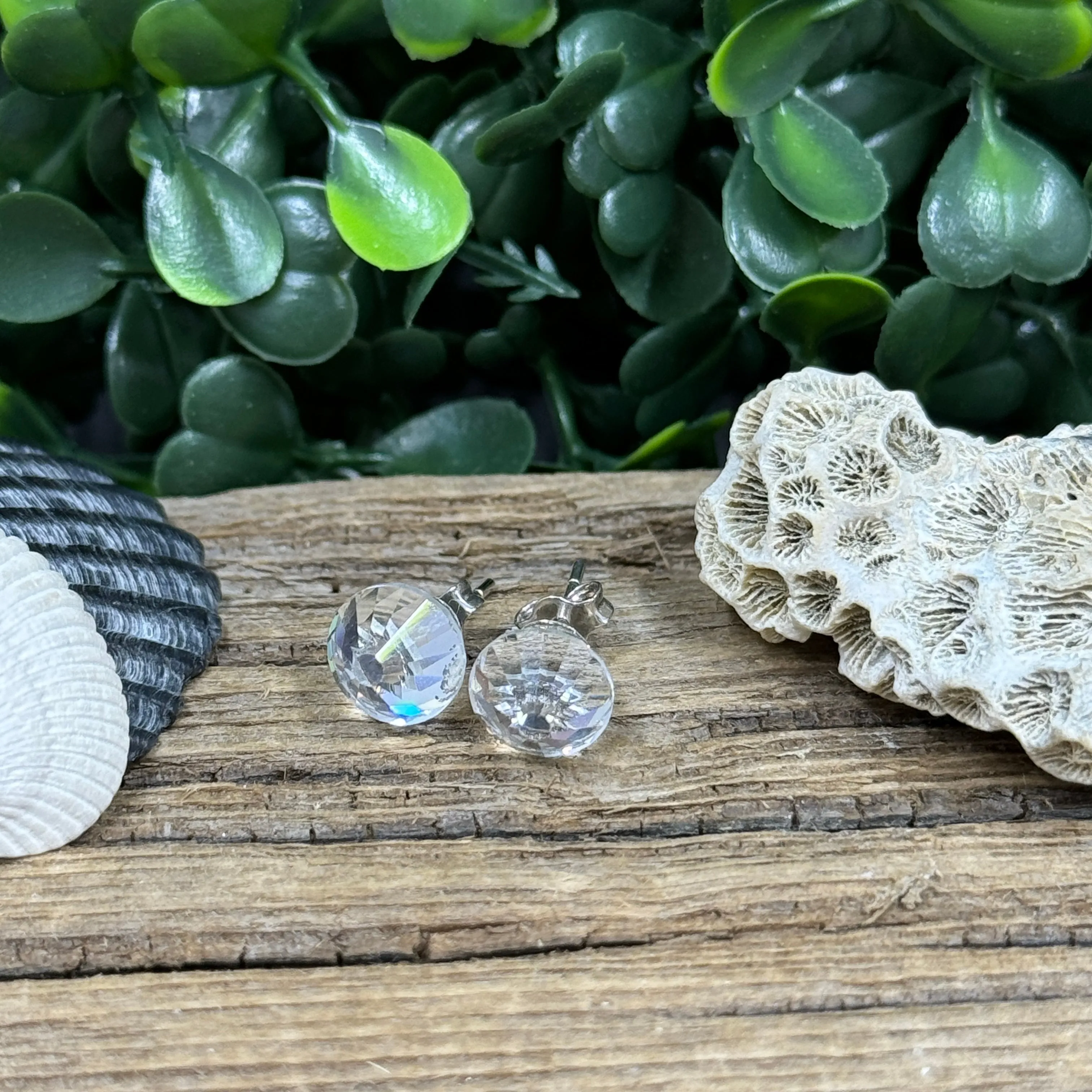 Clear Vintage Crystal Earrings on Sterling Silver Posts – 6mm Sparkle