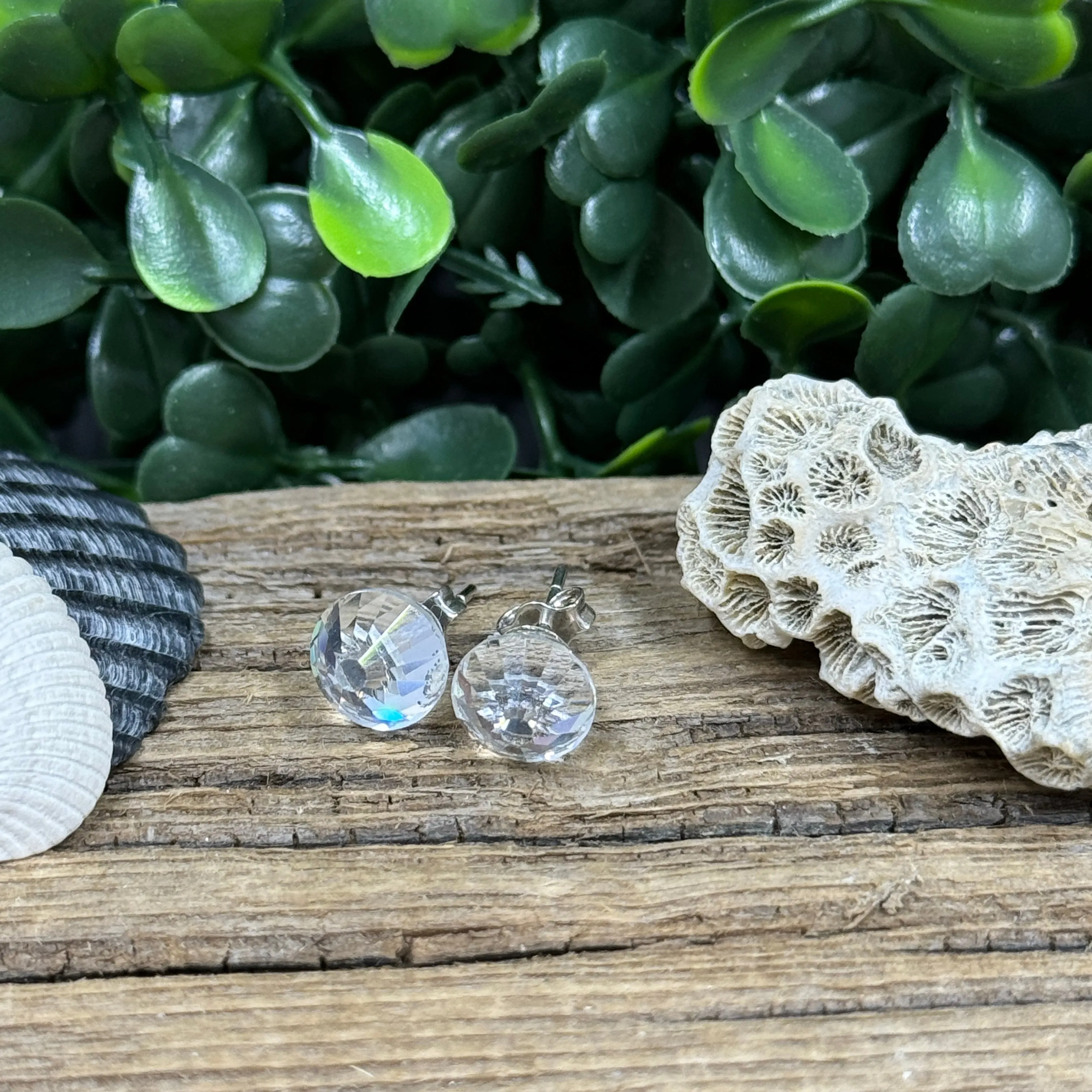Clear Vintage Crystal Earrings on Sterling Silver Posts – 6mm Sparkle