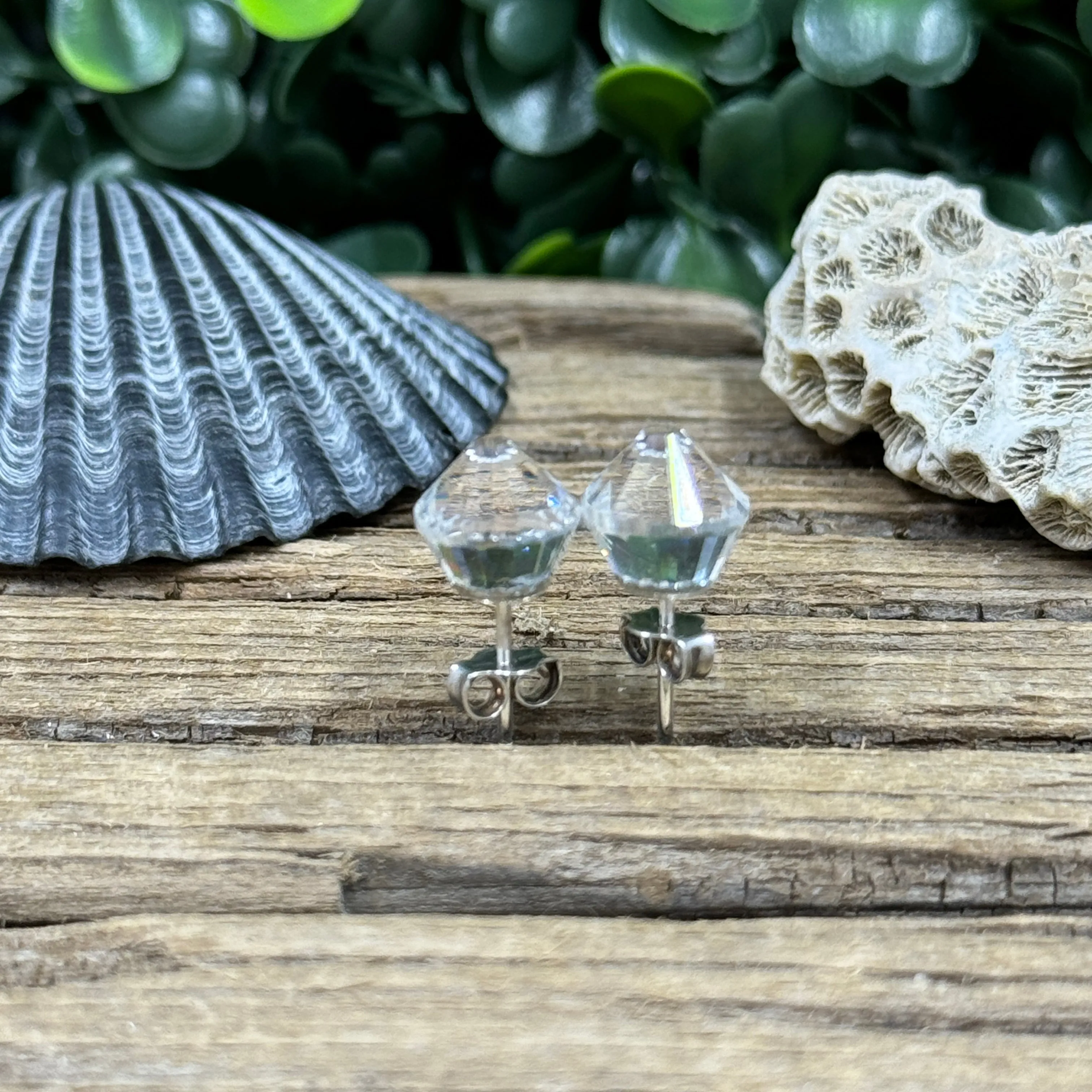 Clear Vintage Crystal Earrings on Sterling Silver Posts – 6mm Sparkle