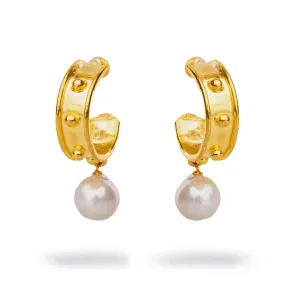 Cleopatra Gold Hoop Pearl Drop Mystic Earrings