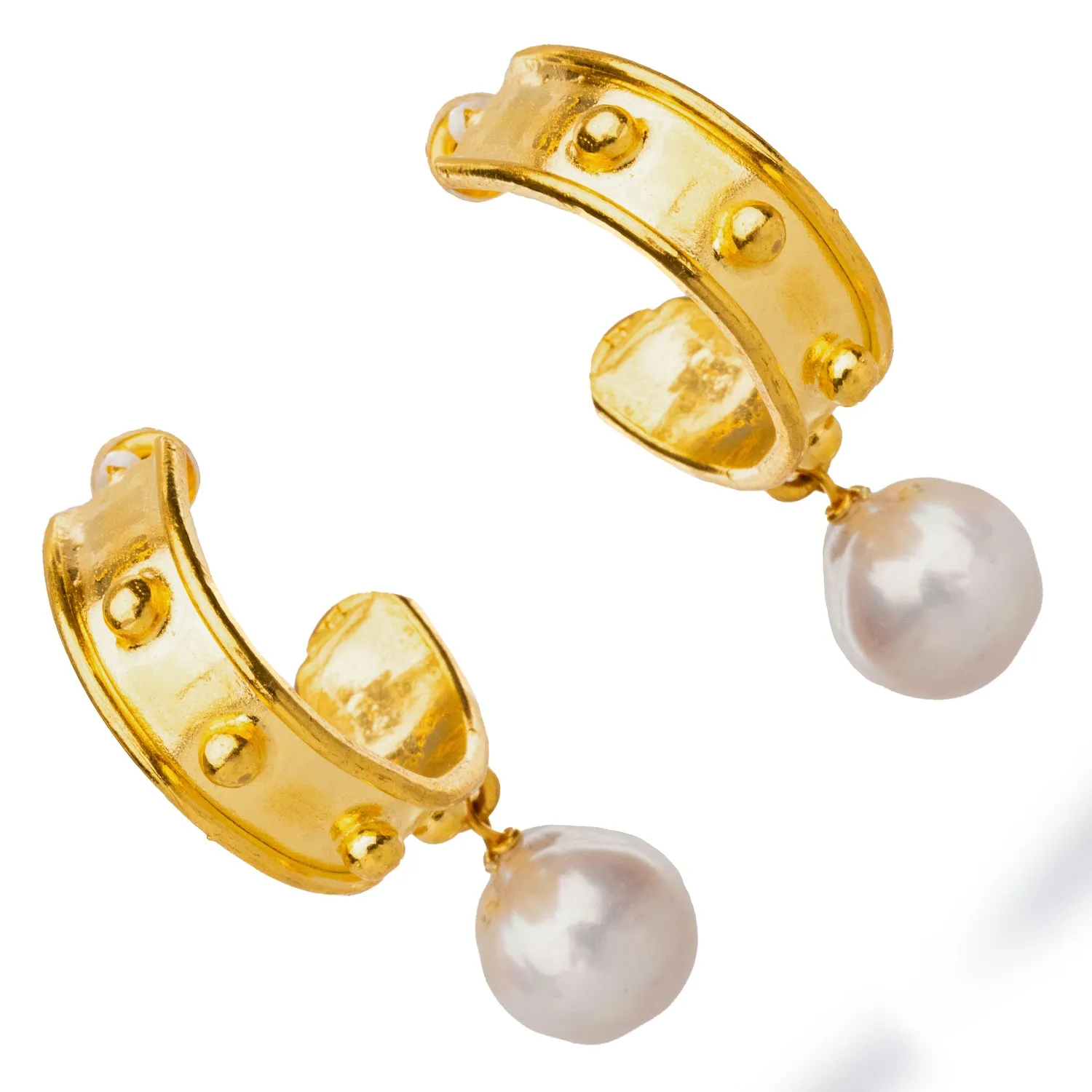 Cleopatra Gold Hoop Pearl Drop Mystic Earrings