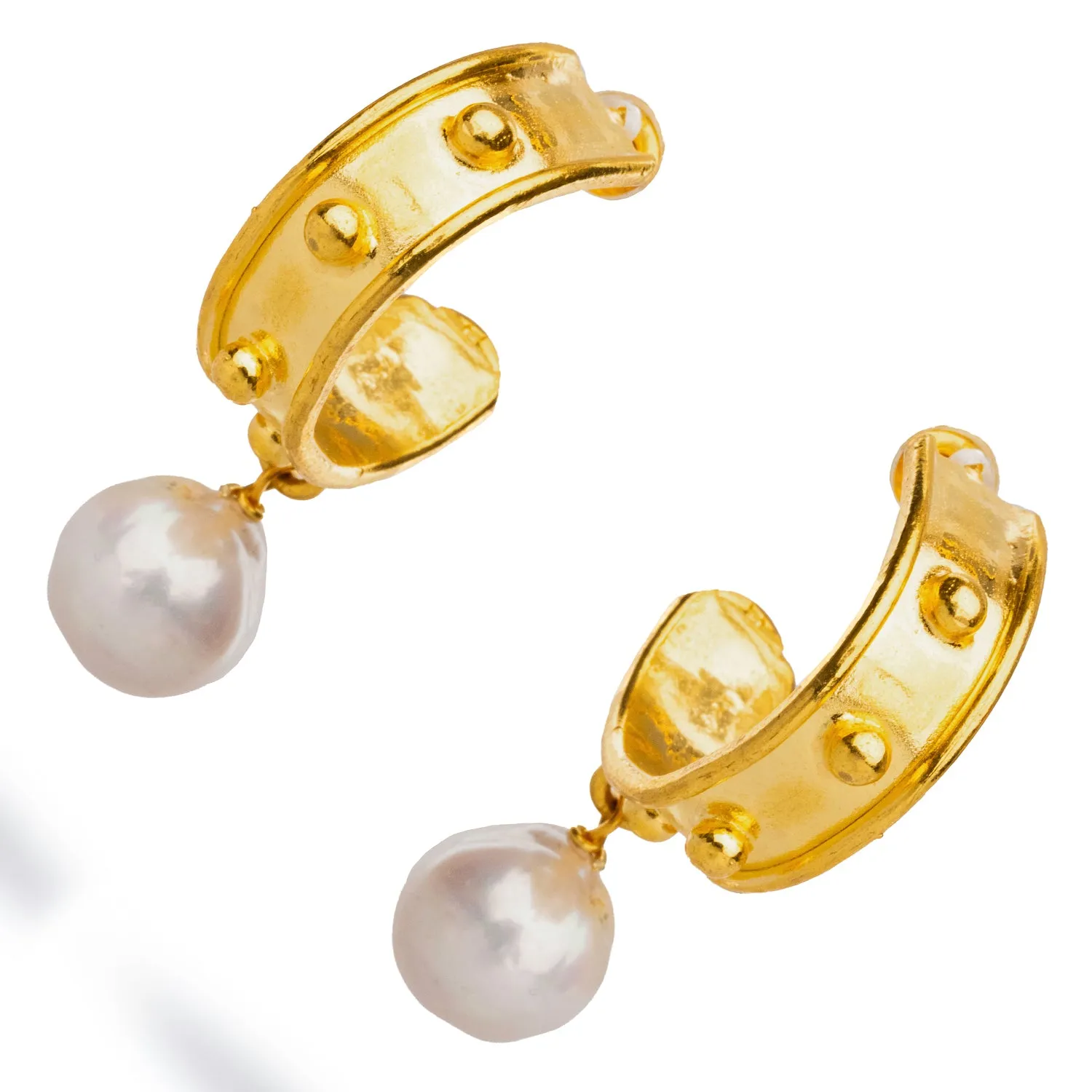 Cleopatra Gold Hoop Pearl Drop Mystic Earrings