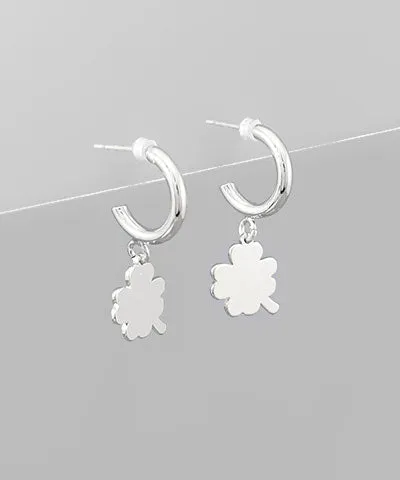 Clover Dangle Small Hoop Earrings
