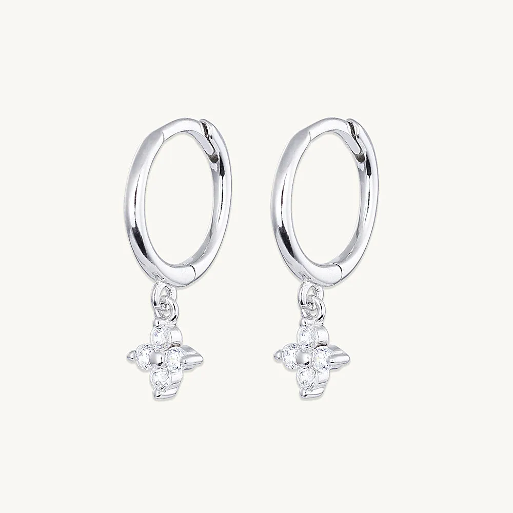 Clover Sapphire Moissanite Hoop Earrings