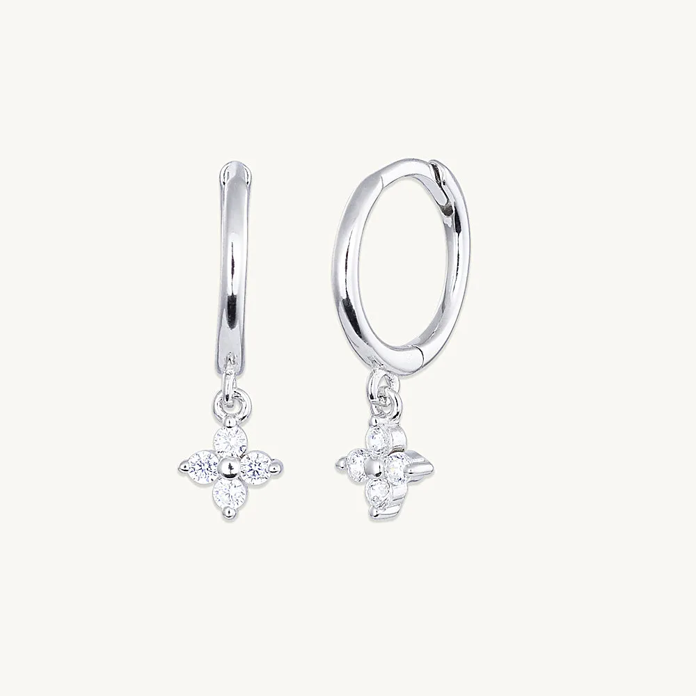 Clover Sapphire Moissanite Hoop Earrings